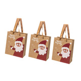 Maxbell 3 Pieces Kraft Christmas Gift Bags Goody Treat Bags for Holiday Christmas Santa Claus