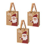 Maxbell 3 Pieces Kraft Christmas Gift Bags Goody Treat Bags for Holiday Christmas Santa Claus