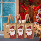 Maxbell 3 Pieces Kraft Christmas Gift Bags Goody Treat Bags for Holiday Christmas Santa Claus