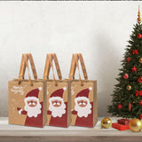 Maxbell 3 Pieces Kraft Christmas Gift Bags Goody Treat Bags for Holiday Christmas Santa Claus