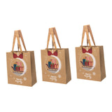 Maxbell 3 Pieces Kraft Christmas Gift Bags Goody Treat Bags for Holiday Christmas Sledge