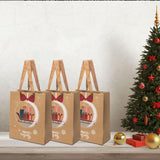 Maxbell 3 Pieces Kraft Christmas Gift Bags Goody Treat Bags for Holiday Christmas Sledge