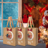 Maxbell 3 Pieces Kraft Christmas Gift Bags Goody Treat Bags for Holiday Christmas Sledge