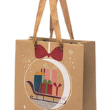 Maxbell 3 Pieces Kraft Christmas Gift Bags Goody Treat Bags for Holiday Christmas Sledge