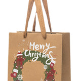 Maxbell 3 Pieces Kraft Christmas Gift Bags Goody Treat Bags for Holiday Christmas Wreath