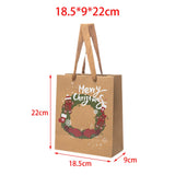 Maxbell 3 Pieces Kraft Christmas Gift Bags Goody Treat Bags for Holiday Christmas Wreath