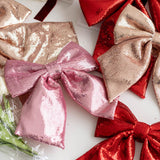 Maxbell Decoration Sequin Bow Glitter Sequins Large Bows for Home Children's Room pink