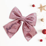 Maxbell Decoration Sequin Bow Glitter Sequins Large Bows for Home Children's Room pink
