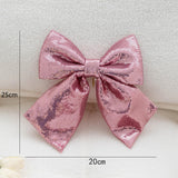 Maxbell Decoration Sequin Bow Glitter Sequins Large Bows for Home Children's Room pink
