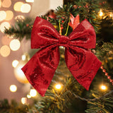 Maxbell Decoration Sequin Bow Glitter Sequins Large Bows for Home Children's Room red