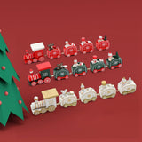 Maxbell Christmas Wooden Train Miniature Painted Ornament for Festival party Green