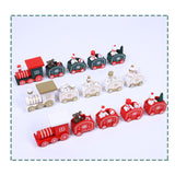 Maxbell Christmas Wooden Train Miniature Painted Ornament for Festival party Green