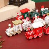 Maxbell Christmas Wooden Train Miniature Painted Ornament for Festival party Green