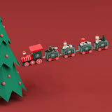Maxbell Christmas Wooden Train Miniature Painted Ornament for Festival party Green