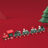 Maxbell Christmas Wooden Train Miniature Painted Ornament for Festival party Green