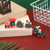 Maxbell Christmas Wooden Train Miniature Painted Ornament for Festival party Green