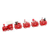 Maxbell Christmas Wooden Train Miniature Painted Ornament for Festival party Red