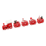 Maxbell Christmas Wooden Train Miniature Painted Ornament for Festival party Red