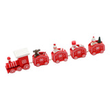 Maxbell Christmas Wooden Train Miniature Painted Ornament for Festival party Red