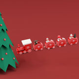 Maxbell Christmas Wooden Train Miniature Painted Ornament for Festival party Red