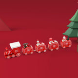 Maxbell Christmas Wooden Train Miniature Painted Ornament for Festival party Red
