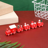 Maxbell Christmas Wooden Train Miniature Painted Ornament for Festival party Red