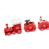 Maxbell Christmas Wooden Train Miniature Painted Ornament for Festival party Red