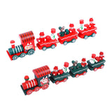 Maxbell Wooden Christmas Train Statue Ornament Trains Figurines for Decoration Red