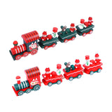 Maxbell Wooden Christmas Train Statue Ornament Trains Figurines for Decoration Red