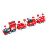 Maxbell Wooden Christmas Train Statue Ornament Trains Figurines for Decoration Red