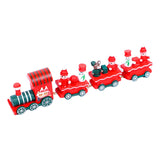 Maxbell Wooden Christmas Train Statue Ornament Trains Figurines for Decoration Red