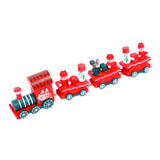 Maxbell Wooden Christmas Train Statue Ornament Trains Figurines for Decoration Red