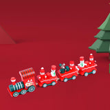 Maxbell Wooden Christmas Train Statue Ornament Trains Figurines for Decoration Red