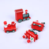 Maxbell Wooden Christmas Train Statue Ornament Trains Figurines for Decoration Red