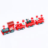 Maxbell Wooden Christmas Train Statue Ornament Trains Figurines for Decoration Red