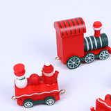 Maxbell Wooden Christmas Train Statue Ornament Trains Figurines for Decoration Red