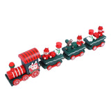 Maxbell Wooden Christmas Train Statue Ornament Trains Figurines for Decoration Green