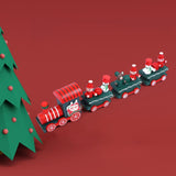 Maxbell Wooden Christmas Train Statue Ornament Trains Figurines for Decoration Green