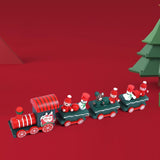 Maxbell Wooden Christmas Train Statue Ornament Trains Figurines for Decoration Green