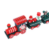 Maxbell Wooden Christmas Train Statue Ornament Trains Figurines for Decoration Green