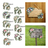 Maxbell 2 Pieces Artificial Wreath Home Decor Front Door Ornament Flower Swag Window Style A