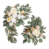 Maxbell 2 Pieces Artificial Wreath Home Decor Front Door Ornament Flower Swag Window Style A