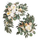 Maxbell 2 Pieces Artificial Wreath Home Decor Front Door Ornament Flower Swag Window Style A