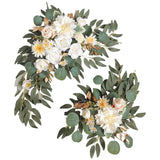 Maxbell 2 Pieces Artificial Wreath Home Decor Front Door Ornament Flower Swag Window Style A