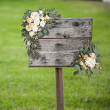 Maxbell 2 Pieces Artificial Wreath Home Decor Front Door Ornament Flower Swag Window Style A