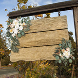 Maxbell 2 Pieces Artificial Wreath Home Decor Front Door Ornament Flower Swag Window Style A