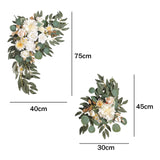 Maxbell 2 Pieces Artificial Wreath Home Decor Front Door Ornament Flower Swag Window Style A