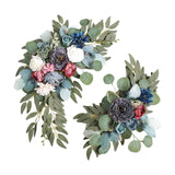 Maxbell 2 Pieces Artificial Wreath Home Decor Front Door Ornament Flower Swag Window Style B