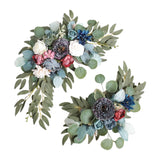 Maxbell 2 Pieces Artificial Wreath Home Decor Front Door Ornament Flower Swag Window Style B