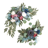 Maxbell 2 Pieces Artificial Wreath Home Decor Front Door Ornament Flower Swag Window Style B